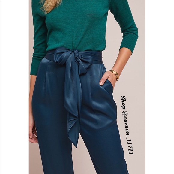 NWT Anthropologie Satin Tie-Waist Pants 4 - Picture 4 of 4